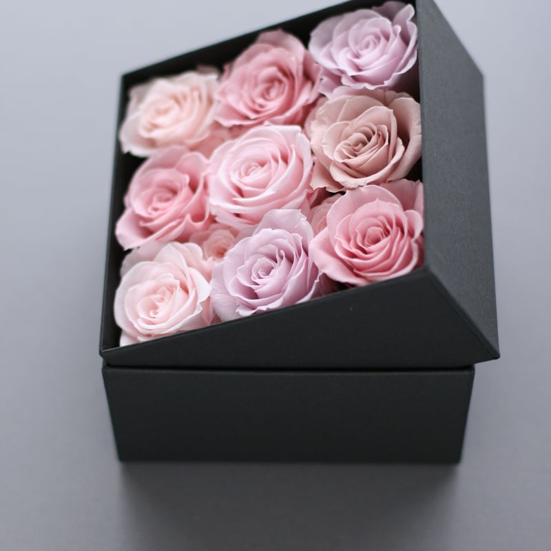 オーダーメイド】プリザーブドフラワー／スクエアボックス（ピンク