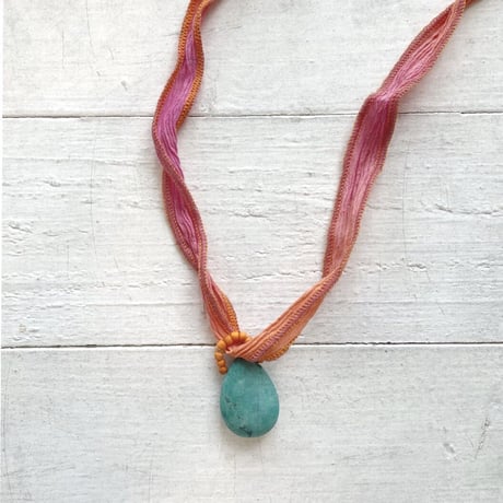 Silk Ribbon Necklace & Turquoise / A