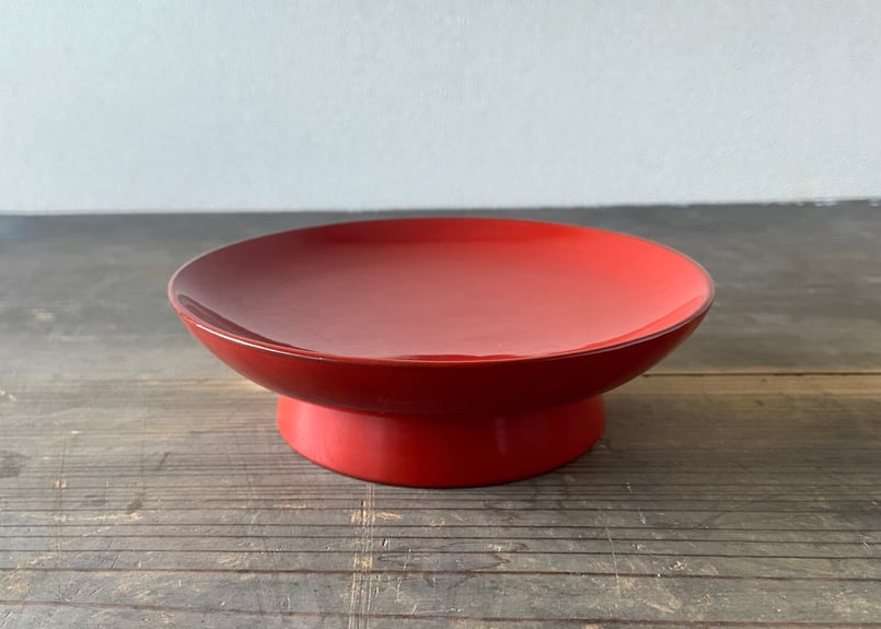 能登に伝わる古民藝 輪島塗 朱漆 椿皿 5客 / 時代 朱塗 漆器