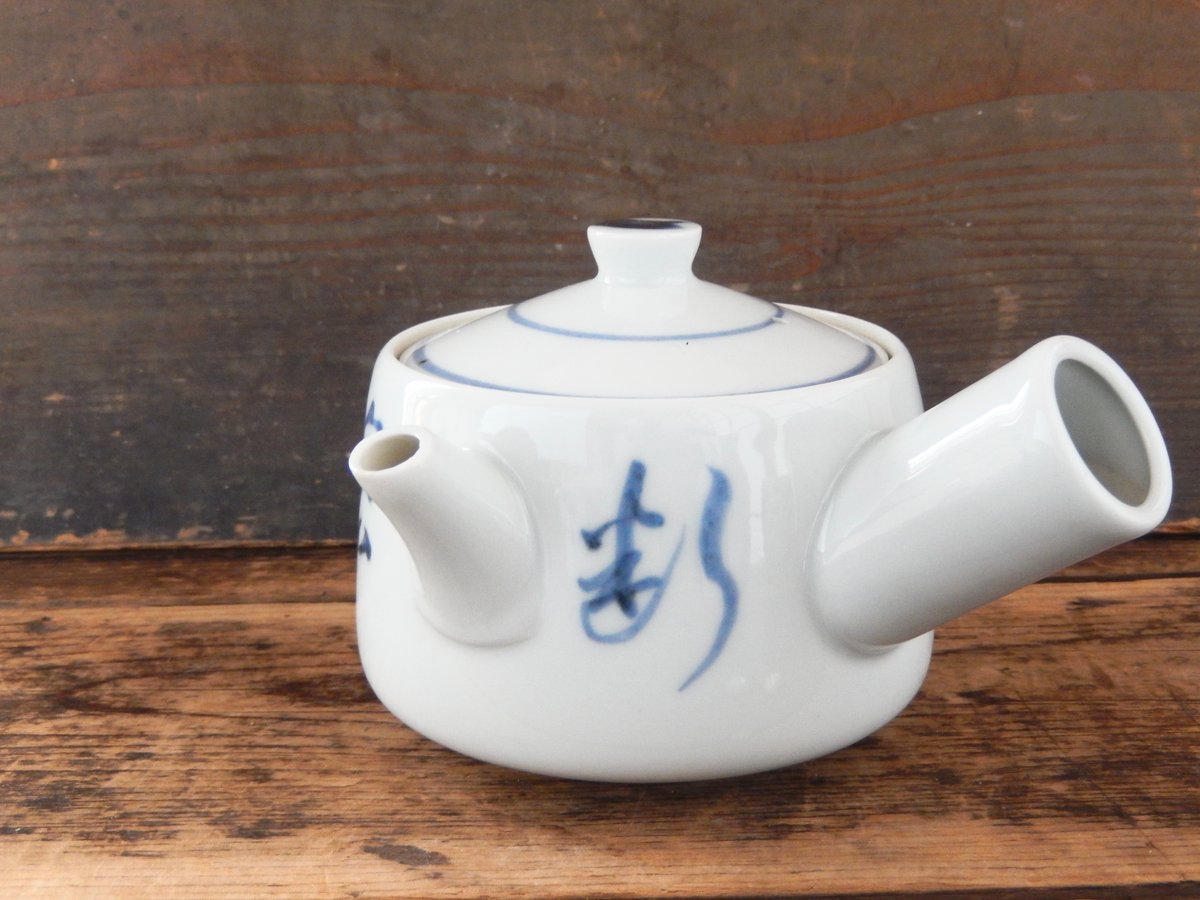 antiques 九谷焼 花山 銘有 染付 番茶碗 急須 セット | SALON