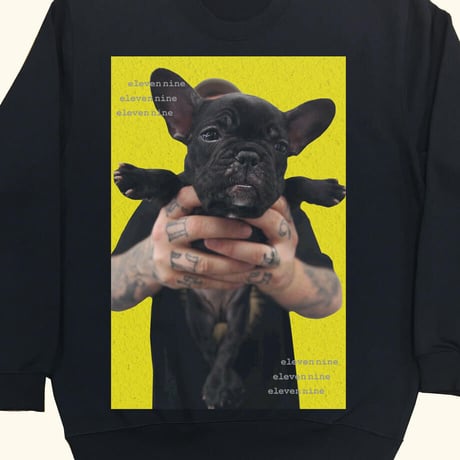 Eleven Nine / トレーナー/ Pug yellow /ブラック