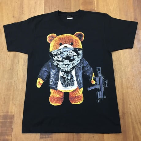 RARETE (ラルテ) テディベア ドクロ Tシャツ ブラック Tシャツ 星柄 star（Bandana）