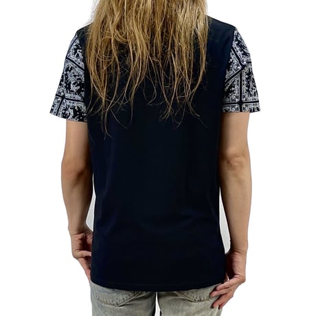 BRAVE SOUL ブレイブソウル ペイズリー パネル バンダナ柄 東洋 オリエンタル ドラゴン 龍 モノトーン Tシャツ UKストリート Mサイズ