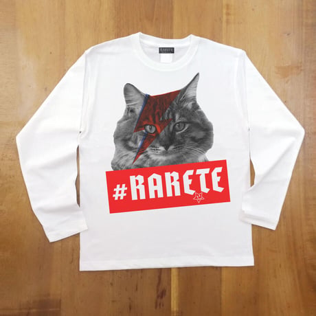 RARETE (ラルテ) 　cat 猫 デビットボーイ ホワイト 長袖Tシャツ