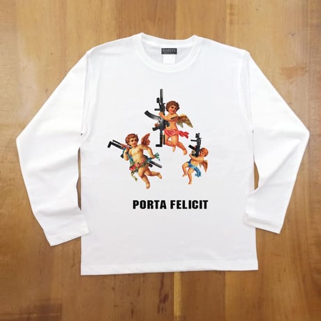 RARETE (ラルテ) 天使 gun ホワイト 長袖Tシャツ