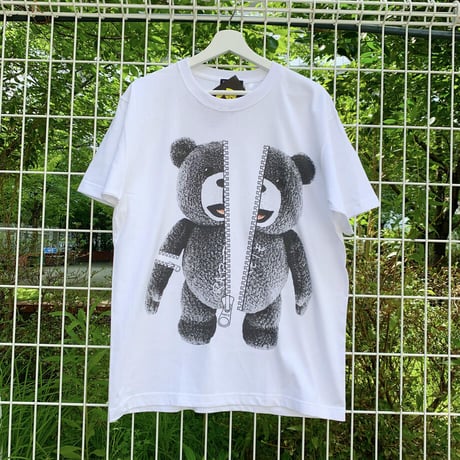 RARETE (ラルテ) ZIP テディベア ファスナー （グレイ）Tシャツ ホワイト