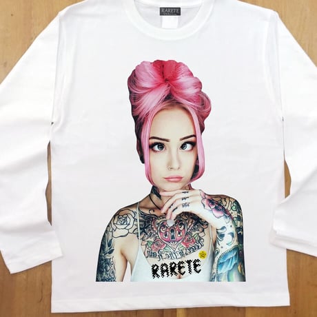 RARETE (ラルテ) girl　Eye　Tatoo ホワイト 長袖Tシャツ