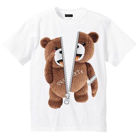 RARETE (ラルテ) あっかんべー (茶色)　 ZIP ファスナー ホワイト Tシャツ