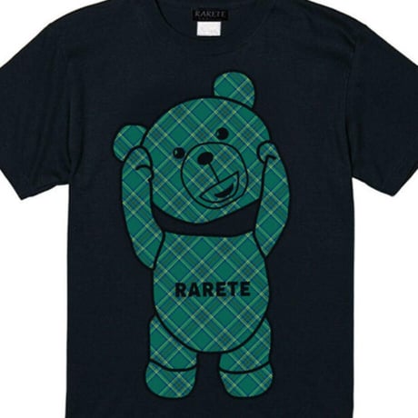 RARETE (ラルテ) テディベア チェック グリーン Tシャツブラック