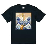 RARETE (ラルテ) 　マリリンモンロー 名画 コラージュ Tシャツ ブラック
