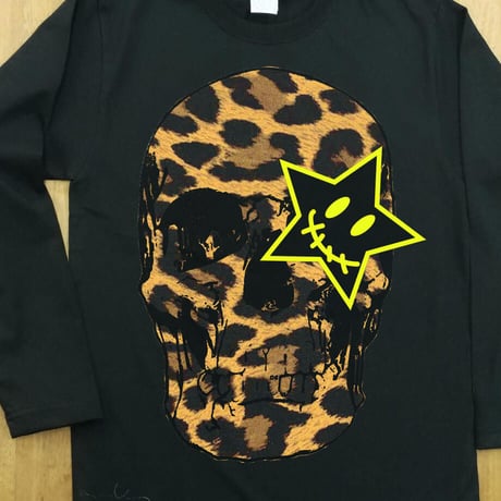 RARETE (ラルテ) ヒョウ柄 ドクロ スカル Tシャツ ブラック 長袖Tシャツ