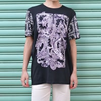 BRAVE SOUL ブレイブソウル ペイズリー パネル バンダナ柄 東洋 オリエンタル ドラゴン 龍 モノトーン Tシャツ UKストリート Mサイズ