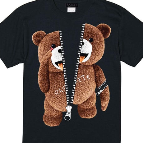 RARETE (ラルテ) あっかんべー (茶色)　 ZIP ファスナー ブラック Tシャツ