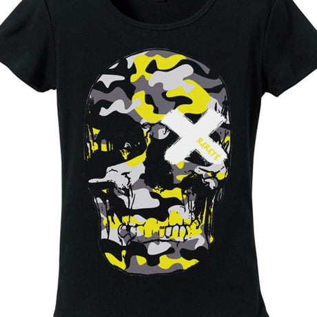 RARETE (ラルテ) ドクロ 迷彩 イエロー Tシャツ ブラック 星柄 star (レディース）