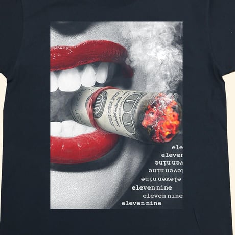 Eleven Nine / Tシャツ/ Lip/smoke/ブラック