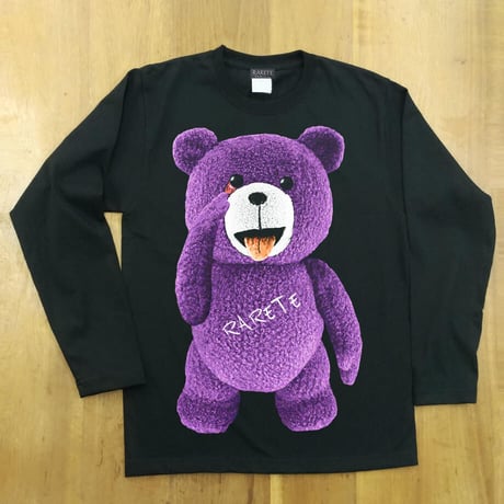 RARETE (ラルテ) テディベア あっかんベー！【紫色】ブラック 長袖Tシャツ