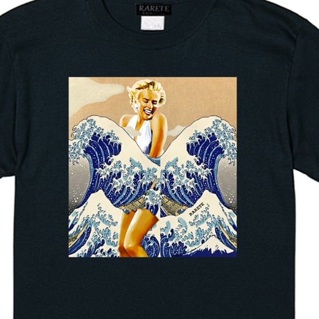 RARETE (ラルテ) 　マリリンモンロー 名画 コラージュ Tシャツ ブラック