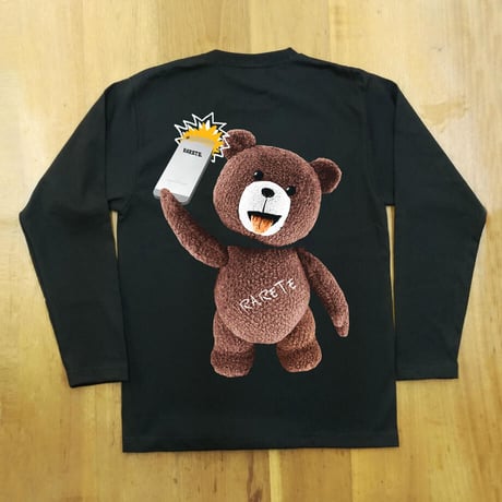 RARETE (ラルテ) 　自撮り アップ過ぎた！ 首とれた！ (茶色)　( 前アップ）　長袖Tシャツ ブラック　ロンT