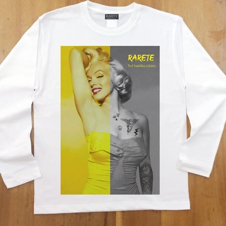 RARETE (ラルテ) マリリンモンロー ハーフ イエロー ホワイト 長袖Tシャツ