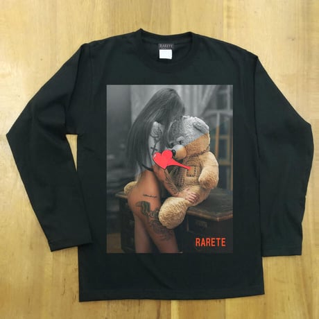 RARETE (ラルテ) heart　テディベア Girl　長袖Tシャツ ブラック　ロンT