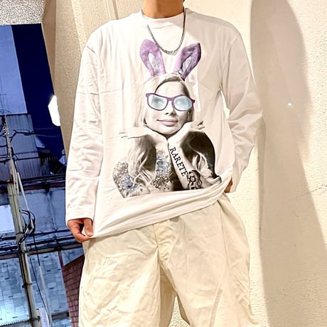 RARETE (ラルテ) バニー タトゥー サングラス ホワイト 長袖Tシャツ