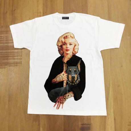 RARETE (ラルテ) マリリンモンロー ドーベルマン タトゥー Tシャツ ホワイト 星柄 star