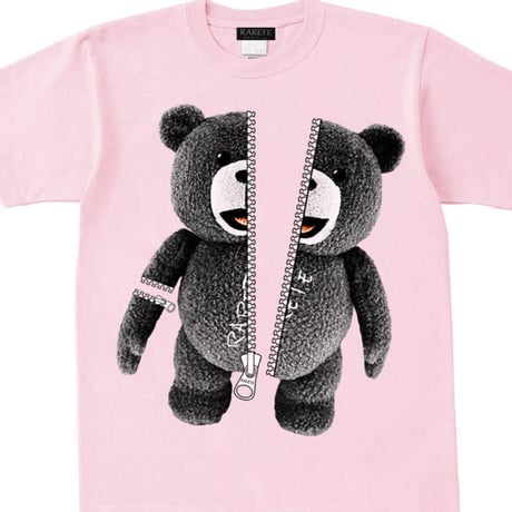 RARETE (ラルテ) ZIP テディベア ファスナー （グレイ）Tシャツ ライトピンク