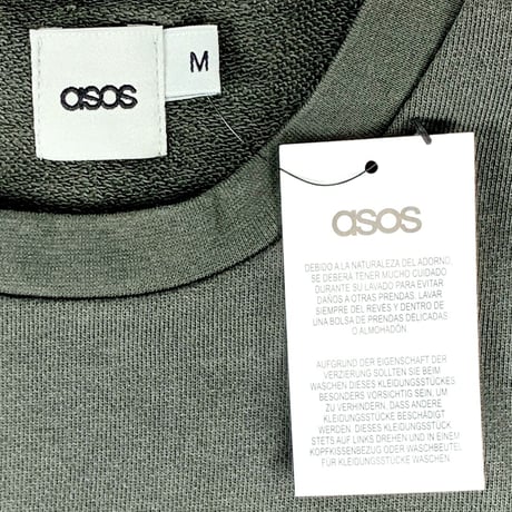 asos エイソス ミリタリー サスペンダー テープ ビッグシルエット オーバーサイズ スウェット トレーナー カーキ オリーブ グリーン M