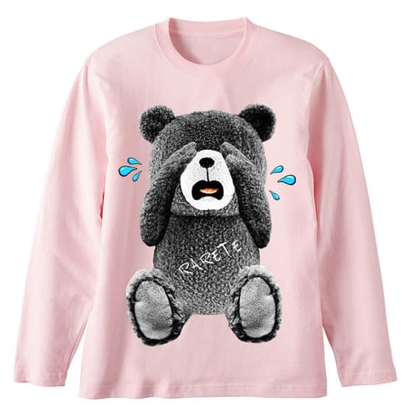 RARETE (ラルテ) 泣いちゃった! 【グレイ】テディベア ライトピンク 長袖Tシャツ
