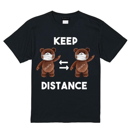 RARETE (ラルテ) KEEP DISTANCE テディベア【茶色】 Tシャツブラック