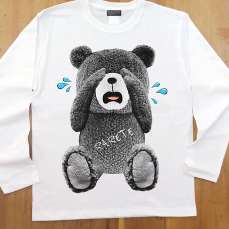 RARETE (ラルテ) 泣いちゃった! 【グレイ】テディベア ホワイト 長袖Tシャツ