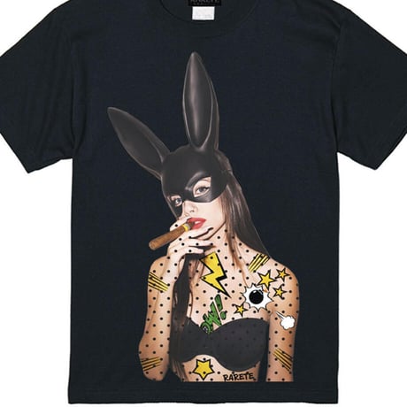 RARETE (ラルテ) バニー 葉巻 アメコミ　Tシャツ ブラック