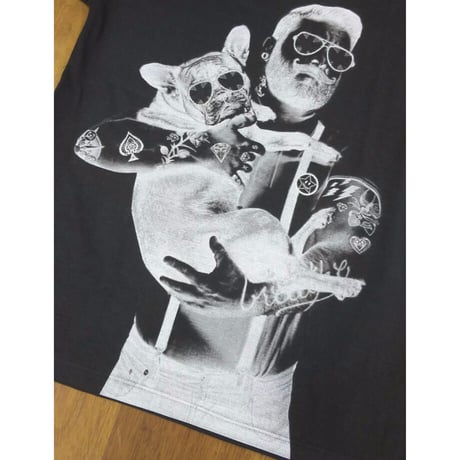 RARETE (ラルテ) Dog 外人 イギリス サングラス タトゥー Tシャツ スミクロ 星柄 star 反転