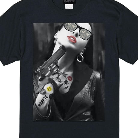 RARETE (ラルテ) GIRL 迷彩 Tatoo 拳銃 Tシャツ ブラック