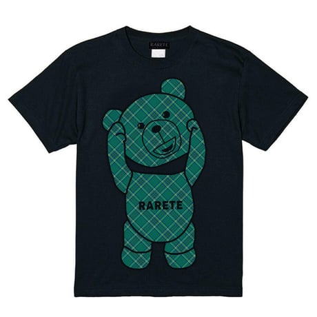 RARETE (ラルテ) テディベア チェック グリーン Tシャツブラック