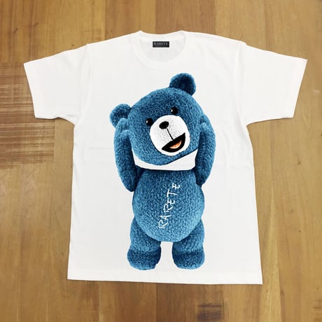 RARETE (ラルテ) テディベア　首とれた！ Tシャツ ホワイト 星柄 star （ブルー）