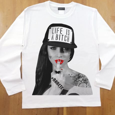 RARETE (ラルテ) LIFE IS ABXXXX ホワイト 長袖Tシャツ