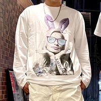 RARETE (ラルテ) バニー タトゥー サングラス ホワイト 長袖Tシャツ