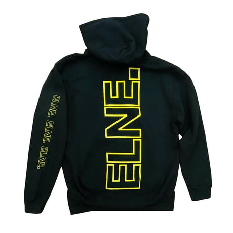 Eleven Nine / ZIPパーカー/yellow Rogo outline back /ブラック