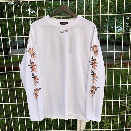 RARETE (ラルテ) 天使 gun Arm ホワイト 長袖Tシャツ
