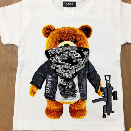 RARETE (ラルテ) テディベア ドクロ Tシャツ ホワイト 星柄 star （Kids）