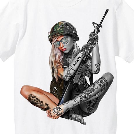RARETE (ラルテ) Girl 迷彩 ハーフ Tシャツ ホワイト