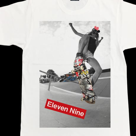 Eleven Nine / Tシャツ/ Box Rogo /Skateboard / ホワイト