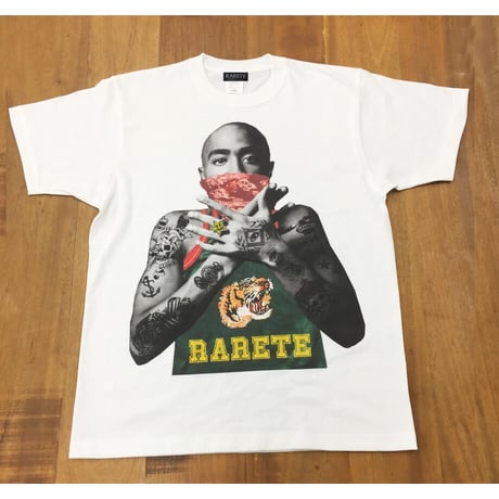 RARETE (ラルテ) 2PAC 虎 タトゥー Tシャツ ホワイト 星柄 star （Bandana）