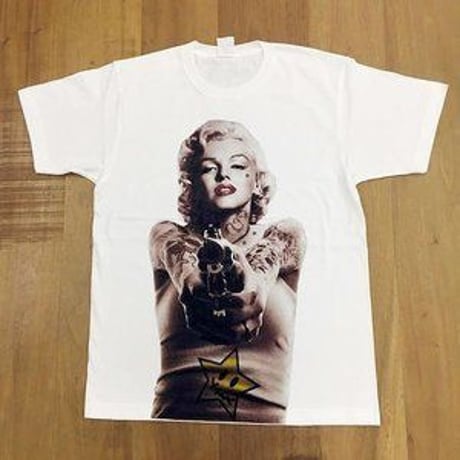 RARETE (ラルテ)  / マリリンモンロー 銃  ピストル Tシャツ 星柄 star  ホワイト