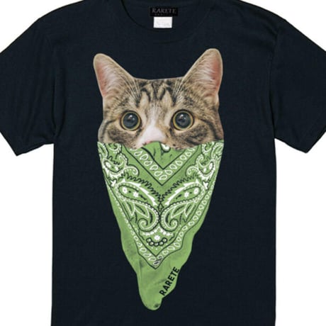 RARETE (ラルテ) cat バンダナ ブラック Tシャツ