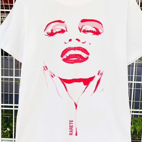 RARETE (ラルテ) マリリンモンロー シルエット ポーズ ピンク Tシャツ ホワイト