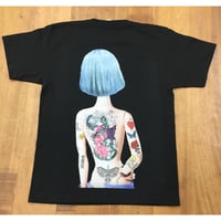 RARETE (ラルテ) 人形 後ろ姿 Tatoo Tシャツ ブラック 星柄 star バックプリント　ボックスロゴ