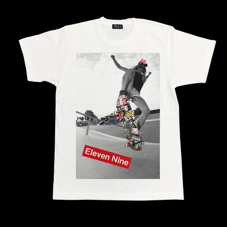 Eleven Nine / Tシャツ/ Box Rogo /Skateboard / ホワイト