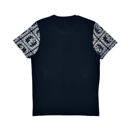 BRAVE SOUL ブレイブソウル ペイズリー パネル バンダナ柄 東洋 オリエンタル ドラゴン 龍 モノトーン Tシャツ UKストリート Mサイズ